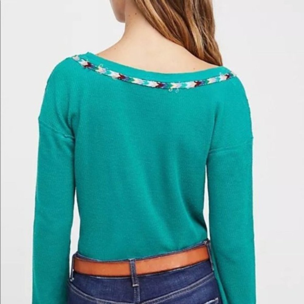 NWT Free People Henley Thermal Long Sleeve Button - Picture 2 of 8